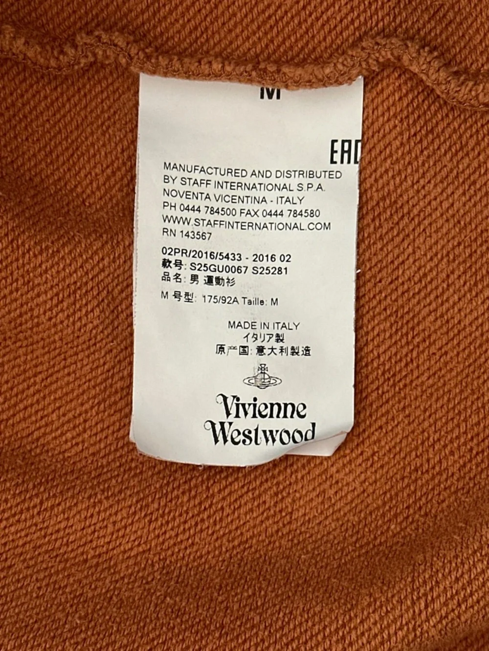 Vivienne Westwood Man Embroidered Crewneck Sweatshirt Orange SS16 Men's Medium